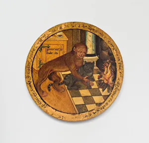 Trencher with a Scene from Aesops Fables, England, c. 1600. Creator: Unknown