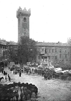 Italy Europe Prints: Trente Italienne; Cantonnement de cavalerie italienne devant la vicille tour de l'Horloge