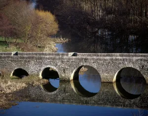 The Trespuentes Bridge over Zadorra River, Iruna de Oca, province of Alava, Spain, 2001. Creator: LTL