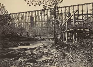 Railway Bridge Gallery: Trestle Bridge at Whiteside, 1860s. Creator: George N. Barnard