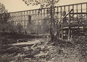 Creek Prints: Trestle Bridge at Whiteside, 1860s. Creator: George N. Barnard