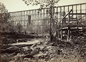 Barnard George Norman Prints: Trestle Bridge At Whiteside, Printed 1866. Creator: George N. Barnard