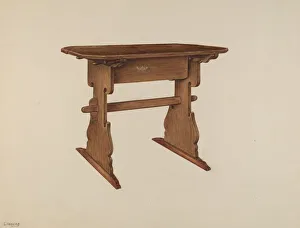 Trestle Table Prints: Trestle Table, c. 1939. Creator: Charles Henning