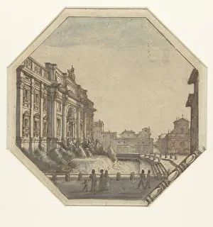 Octagonal Prints: Trevi Fountain, seen from the West, 1787-1811. Creator: Victor Jean Nicolle