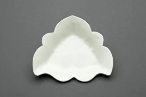 Glazed Porcelain Prints: Tri-Lobed Dish with Butterfly, Liao dynasty (907-1125), 12th century. Creator: Unknown