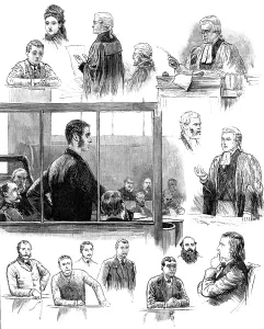 Front Page News Prints: The Trial of Patrick O'Donnell at the Old Bailey for the murder of James Carey, 1883