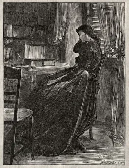 Dalziel Brothers Prints: The Trial Sermon: Joanna Douglas at Her Desk