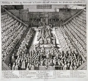 Thomas Wentworth Prints: The Trial of Thomas Wentworth, Earl of Strafford, Westminster Hall, London, 1641