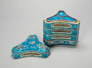Incised Prints: Triangular Five-Tiered Box with Bamboo, Plum Blossom, and Pine Trees, Ming dynasty