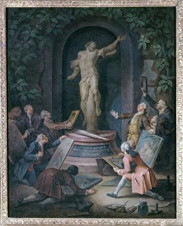 Tribute Prints: Tribute to the good thief, between 1695 and 1778. Creator: Franois Eisen