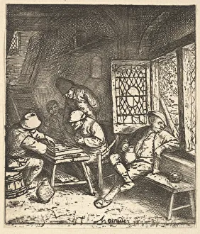 Adriaen Van Prints: Tric Trac Players, 1610-85. Creator: Adriaen van Ostade