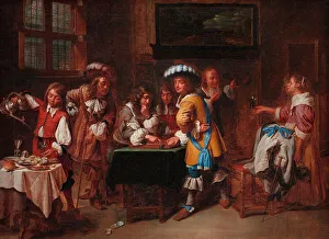 Oysters Prints: Trictrac Players; Chequers Players, 1648-1710. Creator: Charles Emanuel Biset