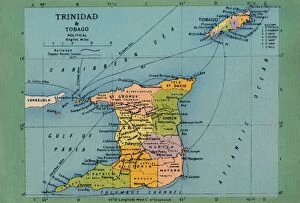 Trinidad & Tobago Map, c1940s. Creator: Unknown