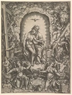 Ghisi Giorgio Prints: The Trinity, 1576. Creator: Giorgio Ghisi