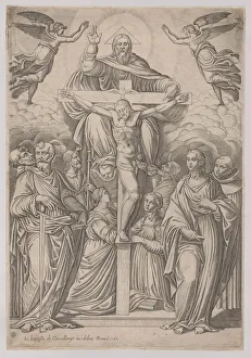 The Trinity, with the crucifixion at center and saints to both sides, 1586 The Trinity, with the crucifixion at center and saints to both sides, 1586