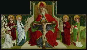 The Trinity with the Virgin, Saints John the Evangelist, Stephen and Lawrence and a Donor, 1479. Creator: Peter Hemmel von Andlau Workshop