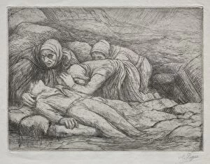 19th 20th Century Gallery: Triomphe de la Mort: La Mort chez une famille de Marins. Creator: Alphonse Legros (French
