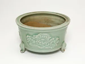 Incense Gallery: Tripod Incense Holder with Floral Design, Ming dynasty (1368-1644). Creator: Unknown