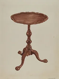 Woodcarving Prints: Tripod Table, c. 1936. Creator: A. Zaidenberg