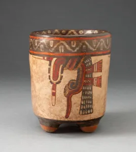 Ceramic And Pigment Prints: Tripod vessel with Knotted Motif, A. D. 850 / 950. Creator: Unknown