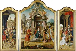Magi Prints: Triptych with the Adoration of the Magi and Old Testament Scenes