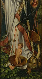 Spiritual World Prints: Triptych of the Baptism of Christ (Detail). Artist: Master of Frankfurt (1460-ca. 1533)
