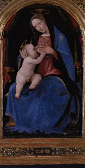 Triptych, central panel: Enthroned Maria lactans, 1500. Artist: Albertinelli, Mariotto (1474-1515) Triptych, central panel: Enthroned Maria lactans, 1500. Artist: Albertinelli, Mariotto (1474-1515)
