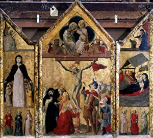 Master Of Prints: Triptych with the Crucifixion as the central panel, c1333. Artist: Master of Bologna