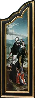 Devotion Prints: Triptych with the Crucifixion, Saints and Donors