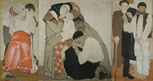 Triptych Life (Love. Family. Return.), 1925-1927. Creator: Krychevsky, Fedir (1879-1947). Triptych Life (Love. Family. Return.), 1925-1927. Creator: Krychevsky, Fedir (1879-1947)