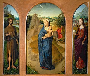 Hans 1433 40 1494 Prints: Triptych The Rest on The Flight into Egypt (central panel)