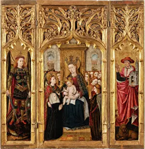 Triptych with Virgin and Child Enthroned, c1448-1458. Creator: Juan Rexach workshop