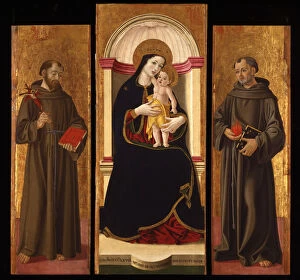 Christian Monk Collection: Triptych: Virgin and child with Saints Francis and Anthony Abbot