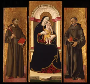 Antony Prints: Triptych: Virgin and child with Saints Francis and Anthony Abbot
