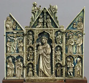 Polychromy Prints: Triptych with Virgin and Child and Saints, Italian, 15th century (?). Creator: Unknown