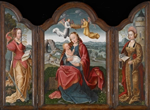Great Martyr Barbara Prints: Triptych with the Virgin and Child