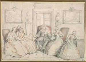 Trissotin Reading to Philaminte, Belise, and Armande... probably c. 1725-1726