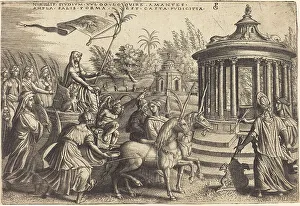 Palm Leaf Prints: The Triumph of Chastity, c. 1539. Creator: Georg Pencz