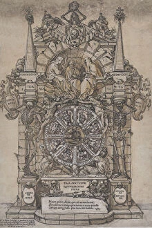Andreasso Gallery: Triumph of Death with three fates in an architectural frame above a wheel of fortune
