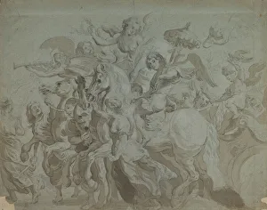 Heightened With White Gouache Prints: Triumph of the Eucharist, mid-17th century. Creator: Anon