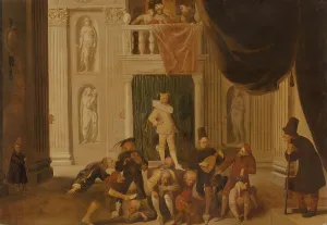 Pieter Jansz Prints: The Triumph of Folly: Brutus Playing the Fool before King Tarquinius