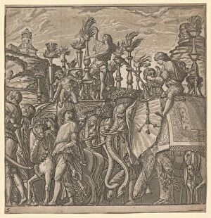Andrea Andreani Italian Gallery: The Triumph of Julius Caesar: Elephants Carrying Torches, 1593-99. Creator: Andrea Andreani