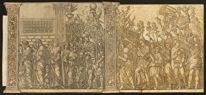Frieze Collection: The Triumph of Julius Caesar [no. 7 and 8 plus 2 columns], 1599. Creator: Andrea Andreani