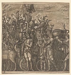 Andrea Andreani Italian Gallery: The Triumph of Julius Caesar: Soldiers Marching with Trophies of War, 1593-99. Creator