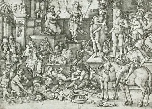 Offerings Prints: Triumph of the Moon, 16th century. Creator: Hieronymus Hopfer