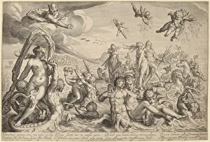 Hippocampi Prints: The Triumph of Neptune and Thetis, 1614. Creator: Jacob Matham
