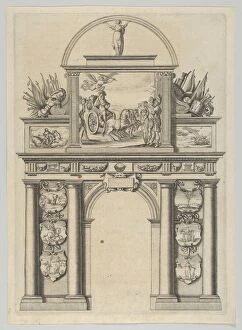 Shield Collection: Triumphal arch, from Eloges et discours sur la triomphante reception du Roy en sa ville d... 1629