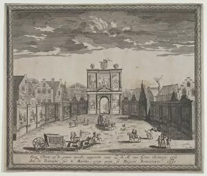 Triumphal arch erected in celebration of the entry of King William III, 1691. Creator: Hugo Allard