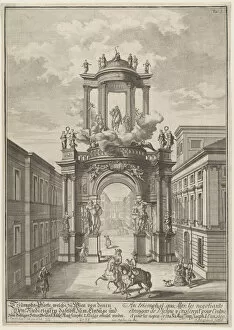 Austrian Collection: Triumphal arch erected by the foreign merchants of Vienna for the marriage of Joseph... after 1699