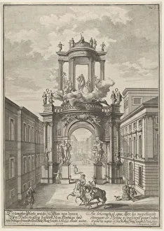 Austrian Collection: Triumphal arch erected by the foreign merchants of Vienna for the marriage of Joseph... after 1699